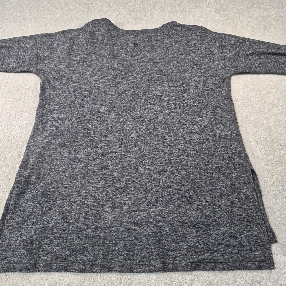 Lululemon "Dash To Class" Long Sleeve Top Women Gray Pullover V Neck Split Sides - Picture 12 of 13